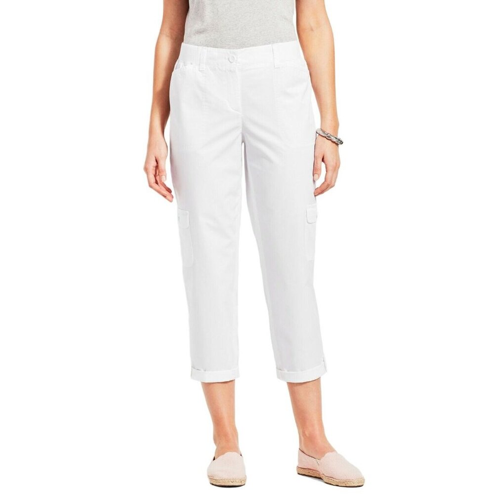 NWT TALBOTS White Poplin Relaxed Roll Crop Pants 6 NEW Small
